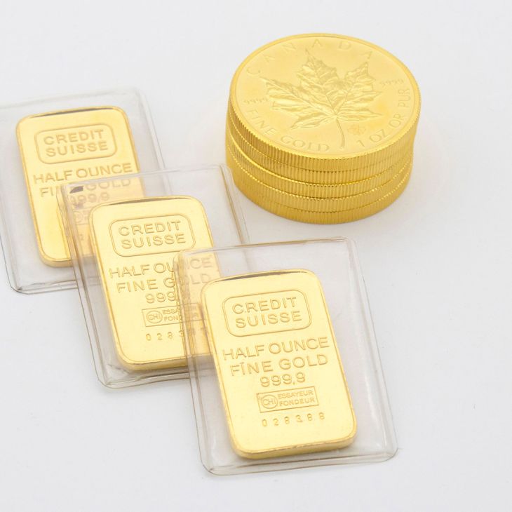 Goldbarren, Goldmünzen